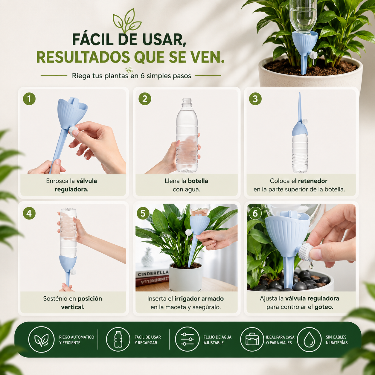 Bloomora AquaEstacas™ | Sistema de Riego Automatico Por Goteo Para Plantas